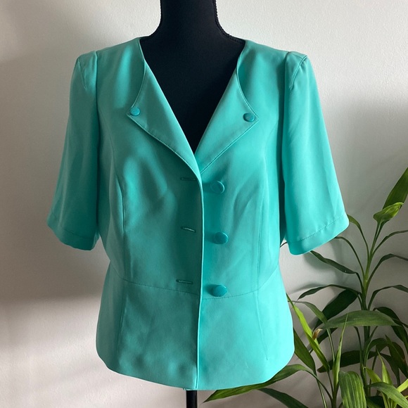 Vintage Womens Button Up Blouse Blazer 